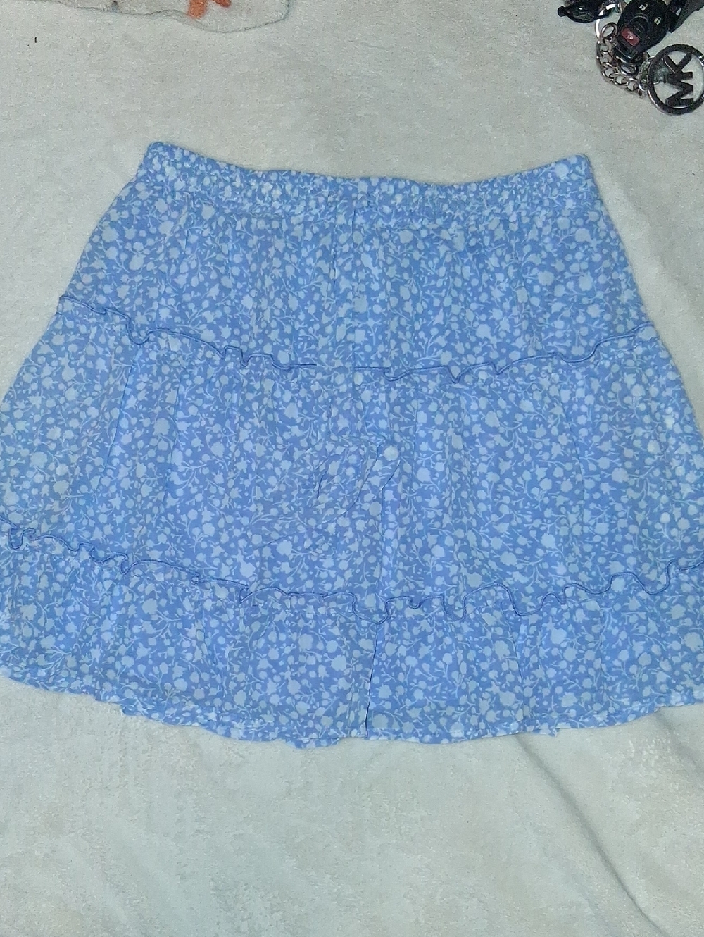 Sienna Sky Light Blue Floral Tiered Skater Skirt
